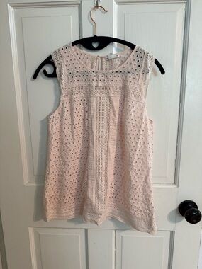 Club Monaco Pink Eyelet Tank Top Sleeveless Feminine Summer Blouse Size Small